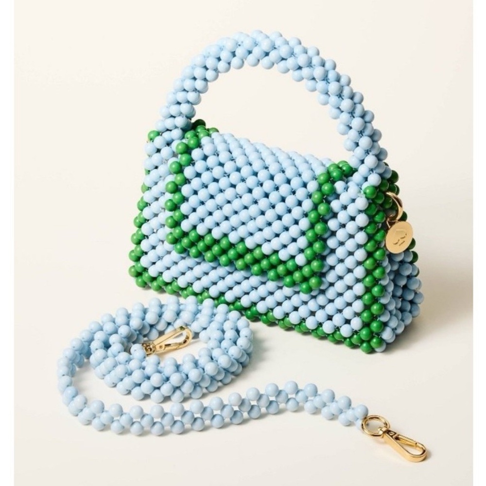 Kate Spade X Target NWT Blue Green Beaded Handbag Fun Top Handle Bag